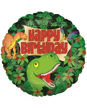 Holographic &#039;Happy Birthday&#039; Dinosaur Foil Balloon - 18&quot;