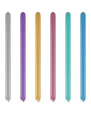 Assorted Chrome Modelling Balloons - 260Q Latex (100pk)