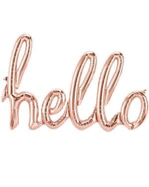 Hello Rose Gold Script Phrase Balloon - 47&quot; Foil