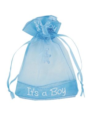 It&#039;s A Boy&#039; Organza Pouch - 9.5cm x 13cm (10pk)