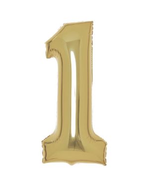 Number 1 White Gold Foil Balloon - 34&quot;
