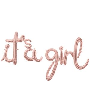 Rose Gold It&#039;s A Girl Phrase Balloon - 56&quot; Foil
