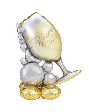Bubbly Wine Glass Air Fill Foil AirLoonz Balloon - 51&quot;