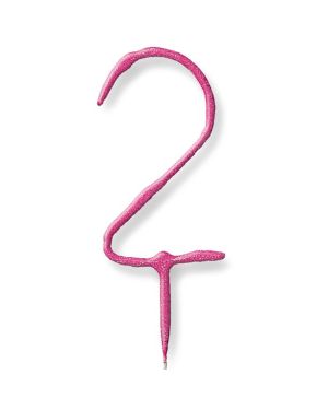 Pink Number 2 Sparkler Candle - 7&quot;