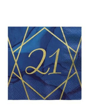 21st Navy &amp; Gold Geode Paper Napkins - 33cm (16pk)