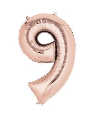 Rose Goid Foil Number Balloons - 16&quot; Air Fill
