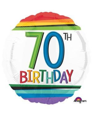 70th Birthday Rainbow Balloon - 18&quot; Foil