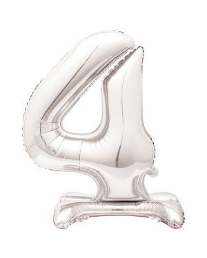Silver Standing Number Balloons - 30&quot; Air Fill