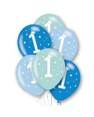 1st Birthday Blue Latex Balloons - 11&quot; (6pk)