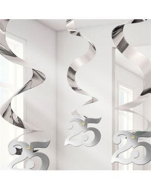 25th Anniversary Hanging Swirls - 60cm (5pk)