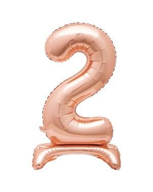 Rose Gold Standing Number Balloons - 30&quot; Air Fill