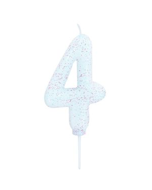 Iridescent Glitter Number 4 Candle - 7cm