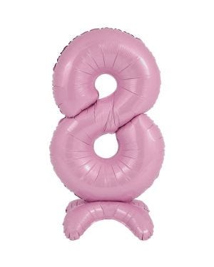 Number 8 Standing Pastel Pink Balloon - 25&quot; Foil