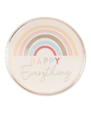Happy Everything Natural Rainbow Plates - 25cm (8pk)