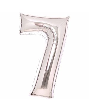 Number 7 Silver Foil Balloon - 34&quot;