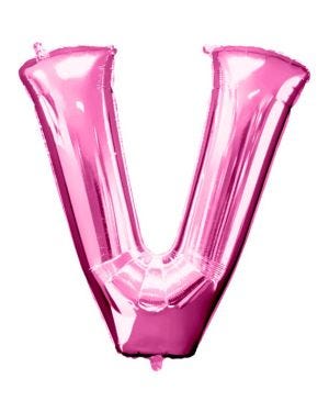 Pink Letter V Balloon - 34&quot;Foil