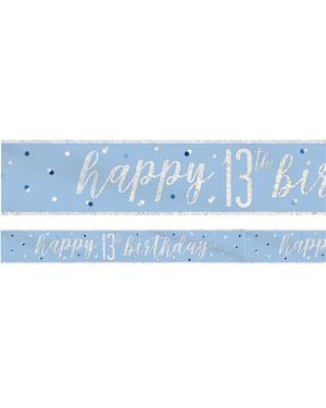 Blue &#039;Happy 13th Birthday&#039; Plastic Banner - 2.75m