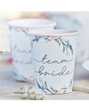 Boho Eco Floral Team Bride Hen Party Cups (8pk)