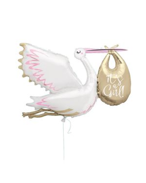 It&#039;s A Girl Stork Giant Balloon - 62&quot; Foil