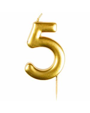 Number 5 Gold Candle