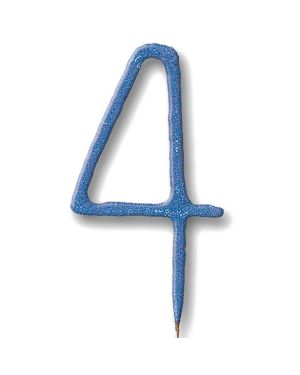Blue Number 4 Sparkler Candle - 7&quot;