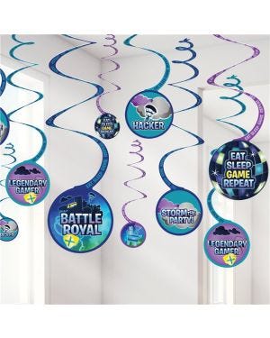 Battle Royal Hanging Swirl Decorations (12pk)