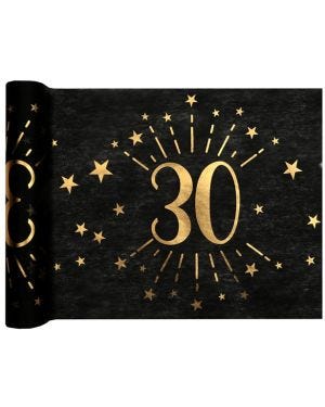 30th Black Metallic Fabric Table Runner - 5m