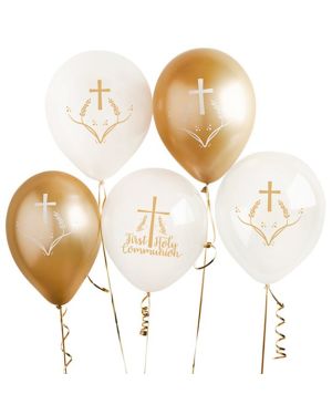 First Holy Communion Latex Balloons - 12&quot; (5pk)