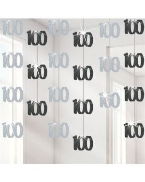 100th Birthday Black Hanging Decorations - 5ft Party Decorations (6pk)