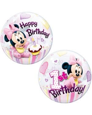 Minnie Mouse 1st Birthday Bubble Balloon - 22&quot;