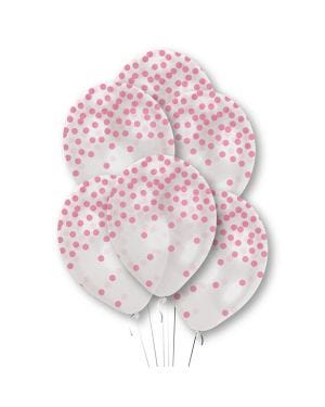 Pink Confetti Printed Latex Balloons - 11&quot; (6pk)