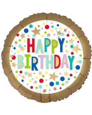 Satin Gold Happy Birthday Balloon - 18&quot; Foil