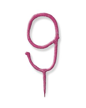Pink Number 9 Sparkler Candle - 7&quot;