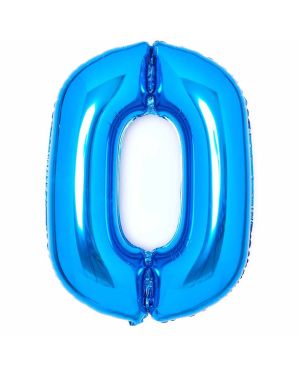 Number 0 Blue Foil Balloon - 34&quot;