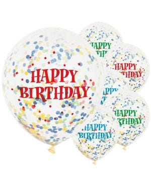 Happy Birthday Bright Confetti Balloons - 12&quot; Latex (6pk)