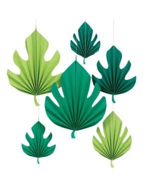 Palm Leaf Paper Fan Decorations (6pk)