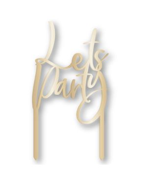 Gold Metallic Let&#039;s Party Cake Topper - 18cm