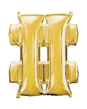 Gold Hashtag Balloon - 16&quot; Foil