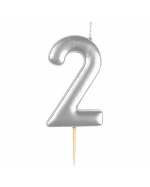 Number 2 Silver Candle