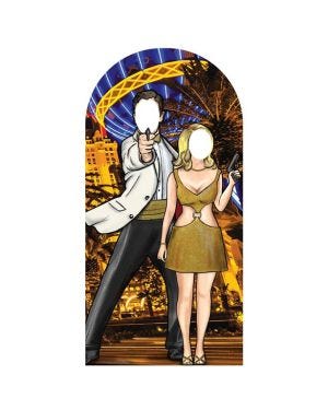 Secret Agent Skyline Stand-In Cardboard Photo Prop - 193cm x 96cm