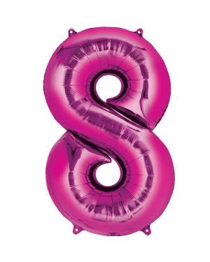 Pink Number 8 Air Filled Balloon - 16&quot; Foil