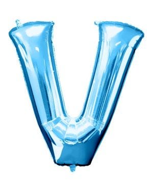 Blue Letter V Balloon - 34&quot; Foil