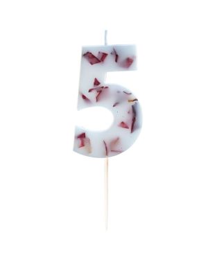 Pressed Petal Number 5 Candle - 9cm