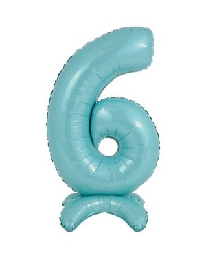 Number 6 Standing Pastel Blue Balloon - 25&quot; Foil