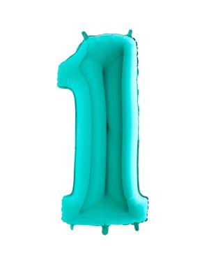 Number 1 Tiffany Blue Foil Balloon - 40&quot;