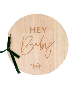 Botanical Baby Wooden Hey Baby Guest Book - 22cm