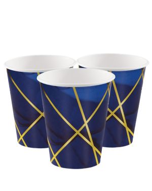 Navy and Gold Geode Foil Paper Cups - 266ml (8pk)