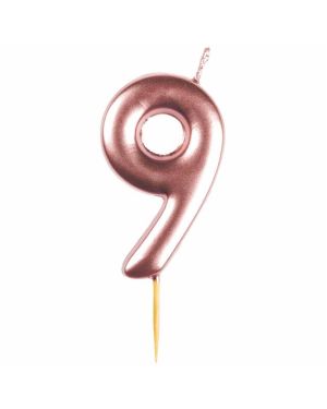 Number 9 Rose Gold Candle