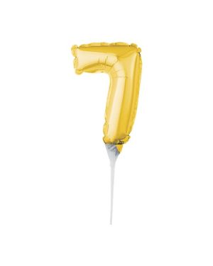 Air-Filled Gold Balloon Number 7 Cake Topper - 15cm