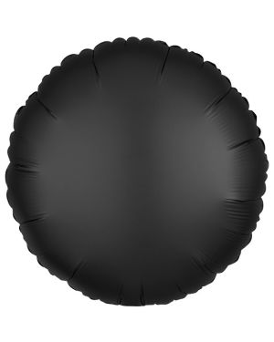 Onyx Black Satin Luxe  Circle Balloon - 18&quot; Foil